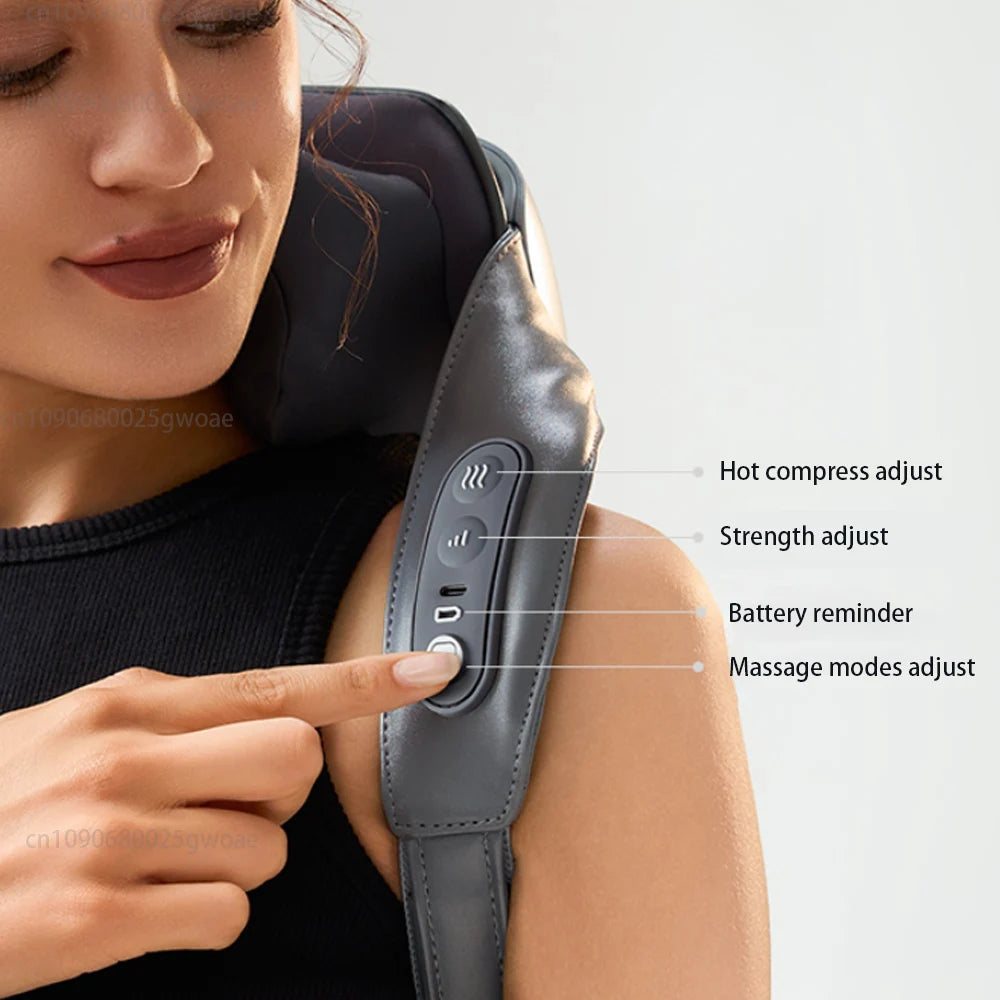 New Neck Shoulder Massager Deep Tissue Shiatsu Back Massagers with Heat for Pain Relief Kneading Beating Muscles Massage