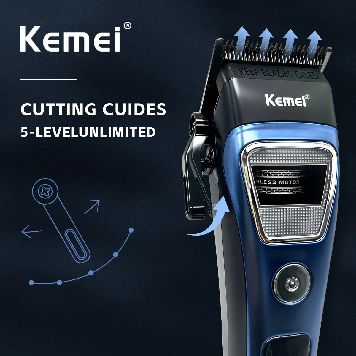Kemei Clippers Professional Hair Clippers Adjustable Haircut Machine External Rotor Brushless Motor Hair Clippers Men KM-1911