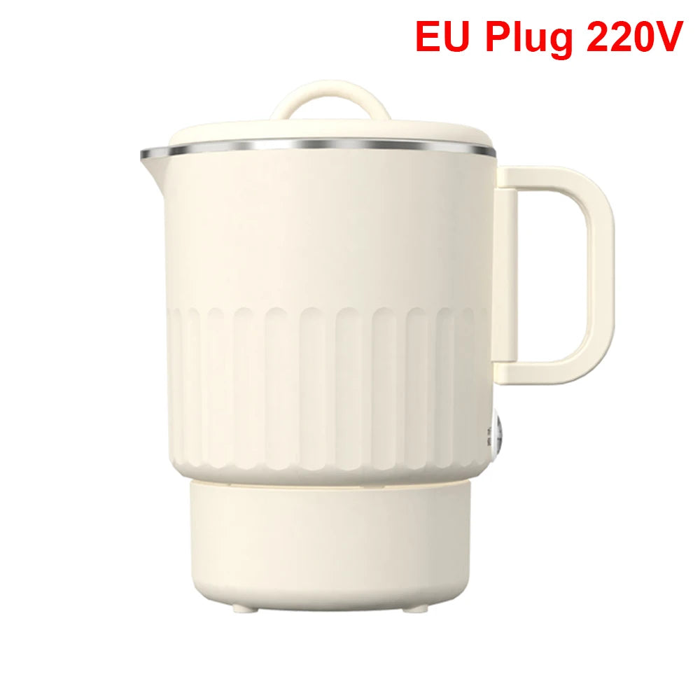 Electric Water Kettle Portable Mini Kettle with Steaming Rack 1000ml Large Capacity Stainless Steel Home Kitchen Office Travel