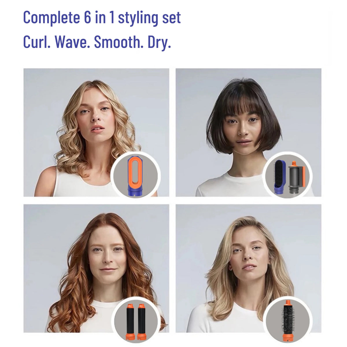 6 In 1 Hair Styler New Smooth Hair Dryer For Hair 6 in 1 hair styler With Curling Barrel Hot Air Brush Styling Tool MultiStyler
