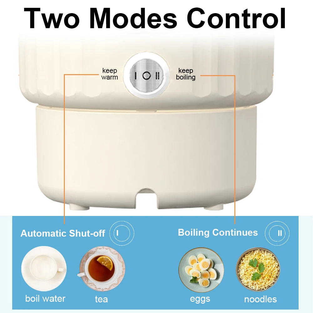 Electric Water Kettle Portable Mini Kettle with Steaming Rack 1000ml Large Capacity Stainless Steel Home Kitchen Office Travel