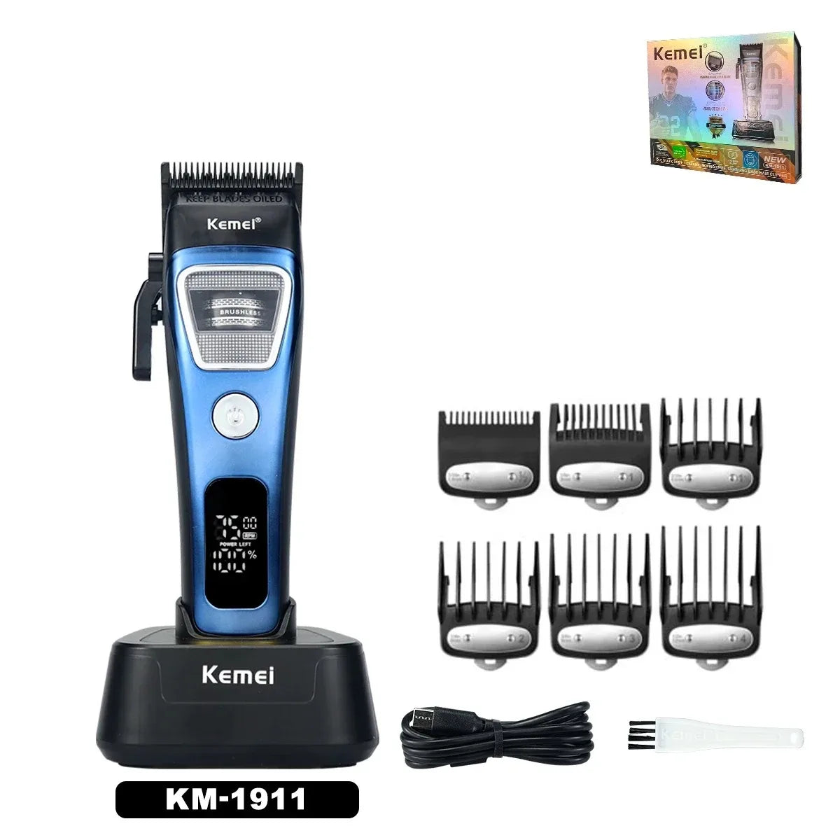Kemei Clippers Professional Hair Clippers Adjustable Haircut Machine External Rotor Brushless Motor Hair Clippers Men KM-1911