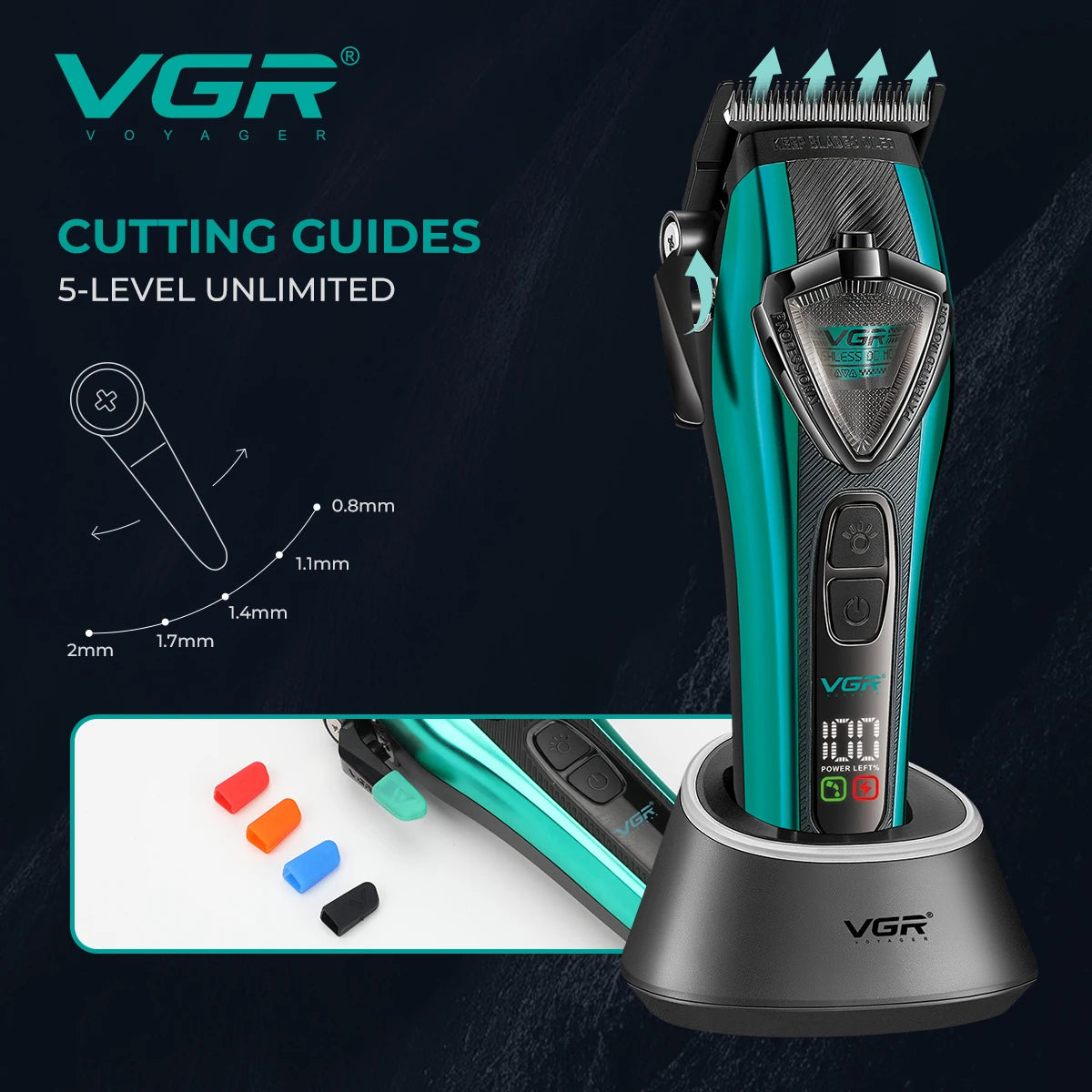 VGR Hair Trimmer Professional Hair Clipper External Rotor Motor Hair Trimmer Lever Grips Mim Blade Barber Trimmer for Men V-884