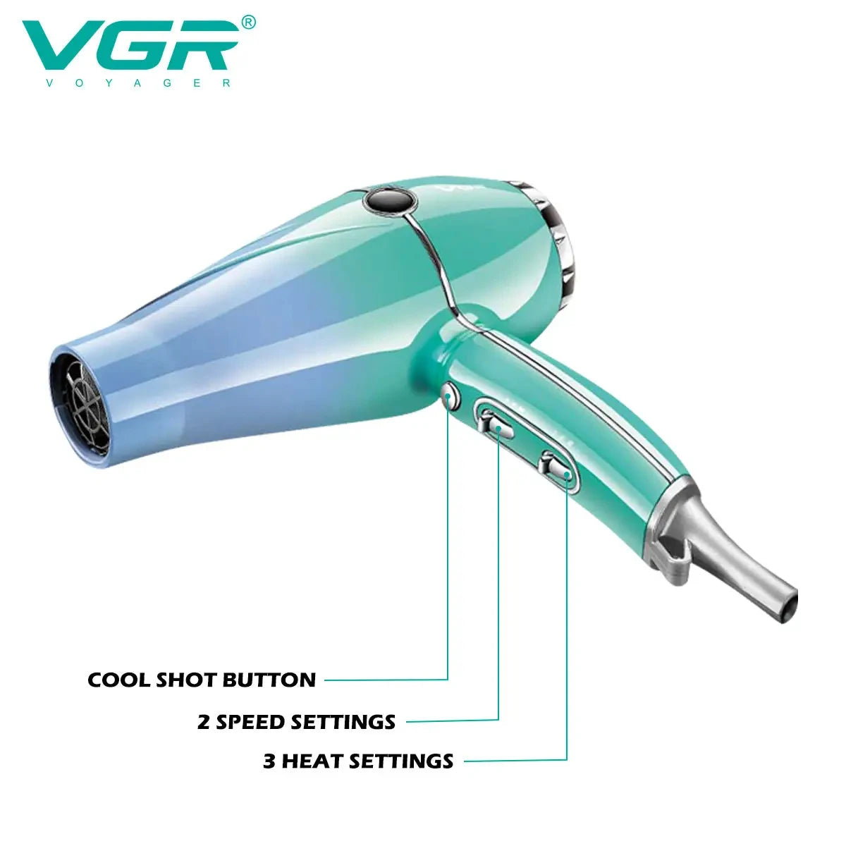 VGRV-452 professional hair care hair dryer 2000-2400W super strong wind power dormitory home negative ion hair care styling wind