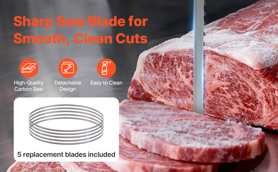 SucceBuy Commercial Electric Meat Bandsaw 650W 1800W Stainless Steel Countertop Bone Sawing Machine Frozen Fish Cutter for Pork