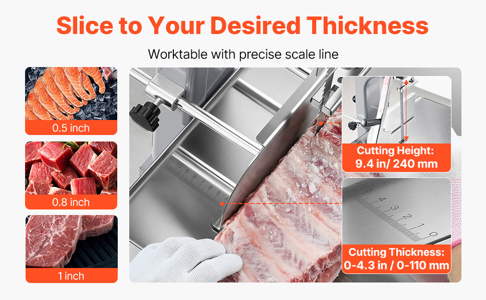 SucceBuy Commercial Electric Meat Bandsaw 650W 1800W Stainless Steel Countertop Bone Sawing Machine Frozen Fish Cutter for Pork